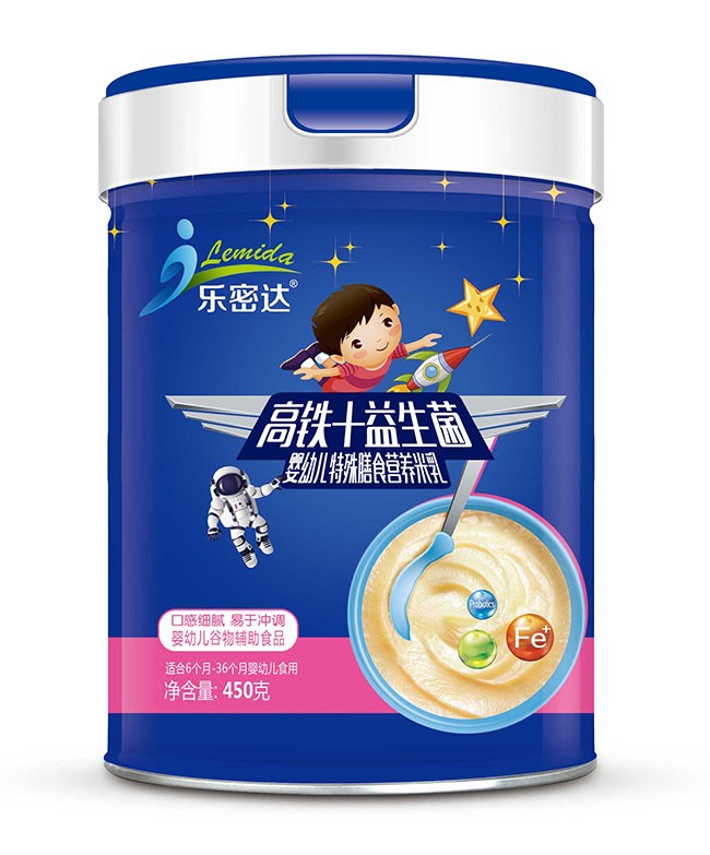 樂(lè)密達(dá)  高鐵+益生菌嬰幼兒特膳米乳  450g